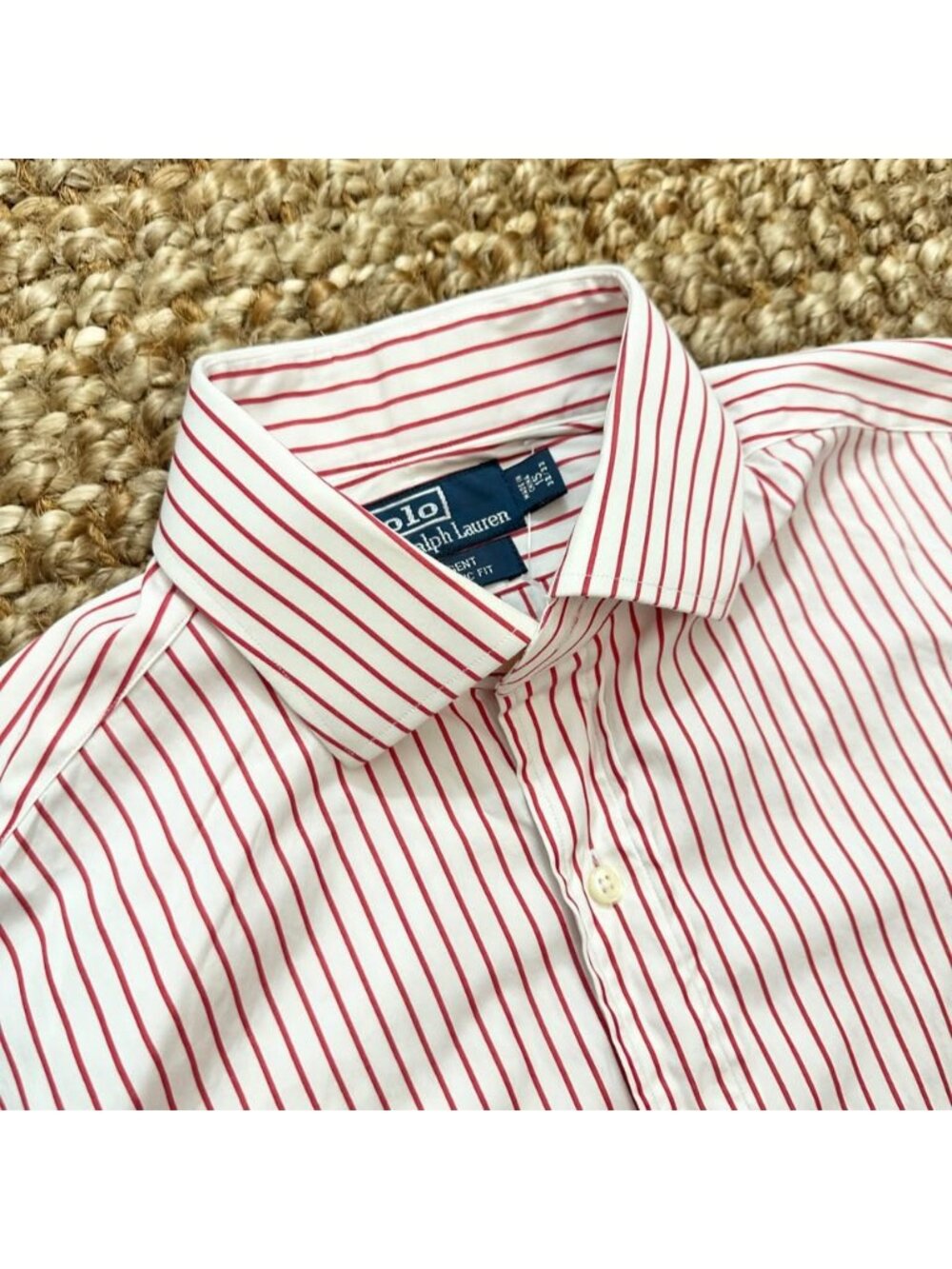 Vintage Polo Ralph Lauren Mens Dress Shirt 15 32/33 Regent Classic Fit Red White